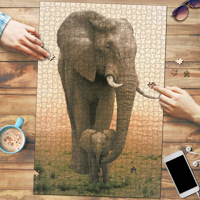 Jigsaw Puzzle - Mother & Baby Elephant 1 - GiddyGoatStore