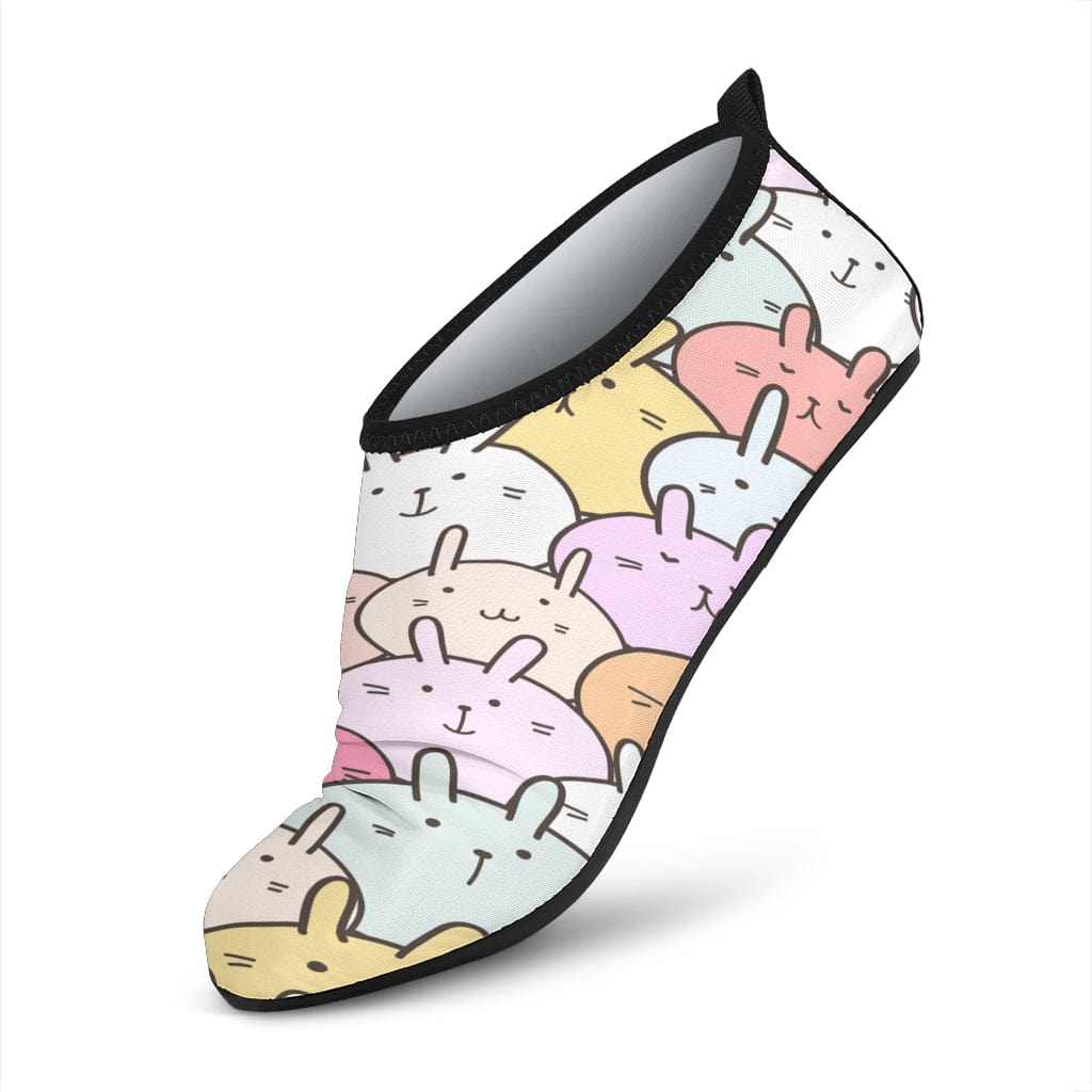 Aqua Barefoot Shoes - Pastel Doodle Rabbits - GiddyGoatStore