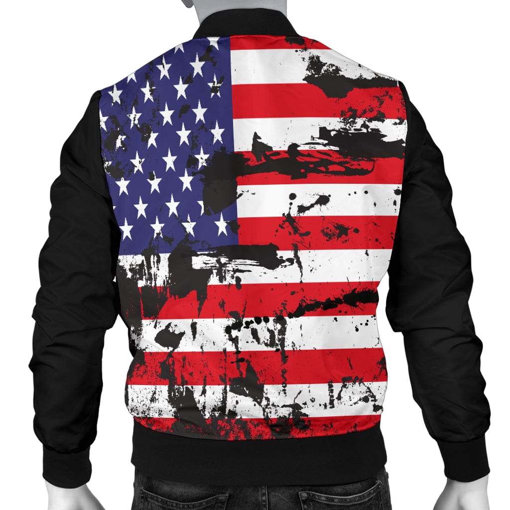 Bomber Jacket - American Flags and Tags Men's Grunge - GiddyGoatStore