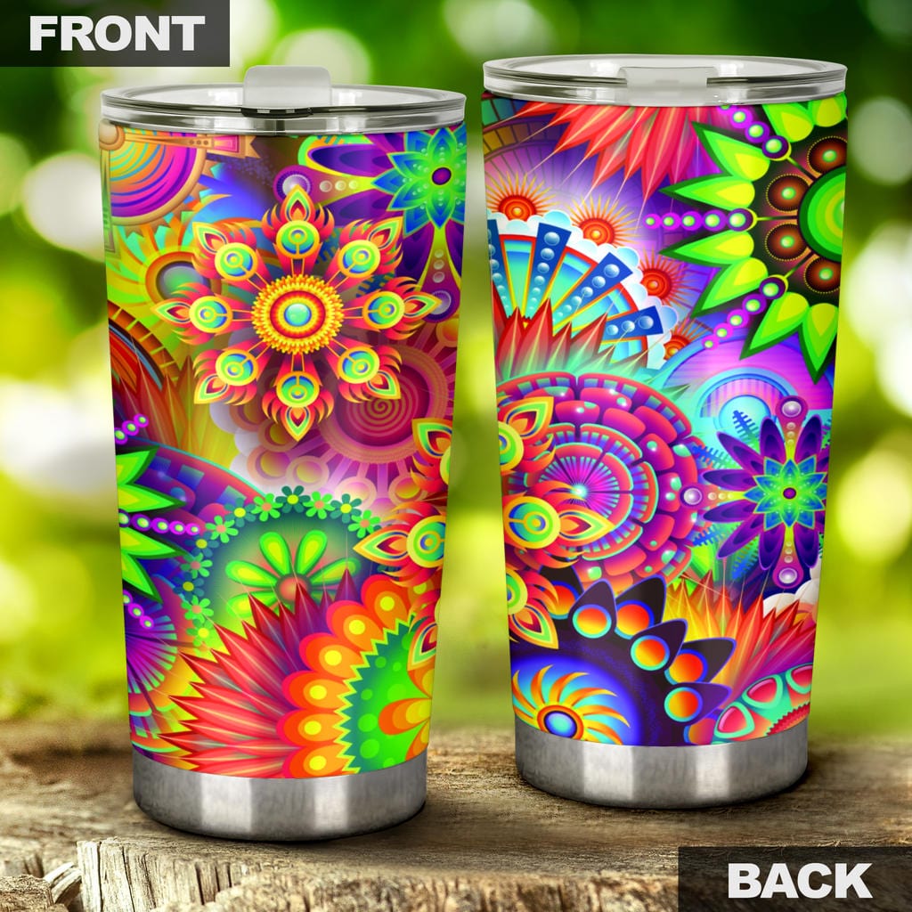 Tumbler - Abstract Bright Floral - GiddyGoatStore