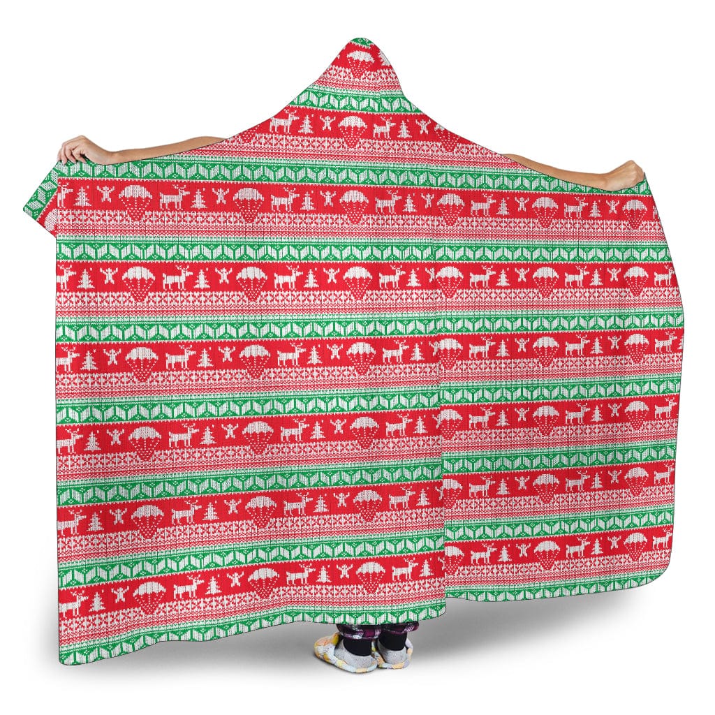 Hooded Blanket - Red Ugly Christmas Pattern - GiddyGoatStore