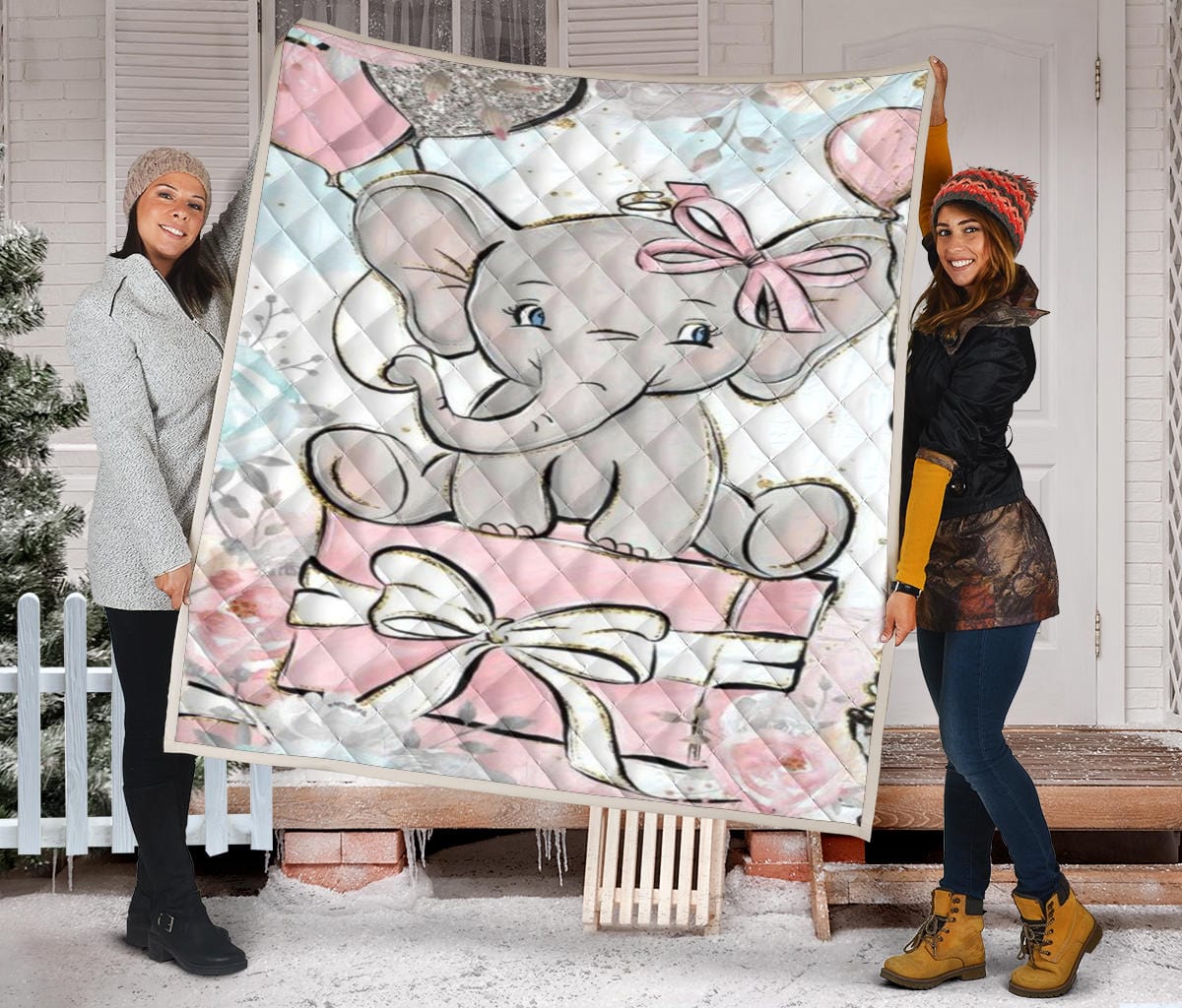 Quilt - Pink Baby Elephant Cot - GiddyGoatStore