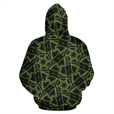 Hoodie - Green Geo Pattern - GiddyGoatStore