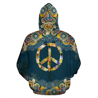 Hoodie - Mandala Peace Feather - GiddyGoatStore
