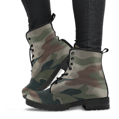 Leather Boots - Woman's Green Camo - GiddyGoatStore