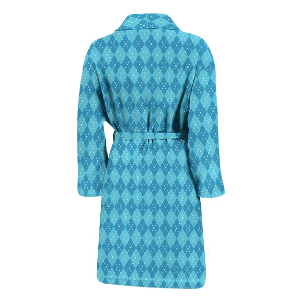 Bath Robe - Men's Blue Argyle - GiddyGoatStore