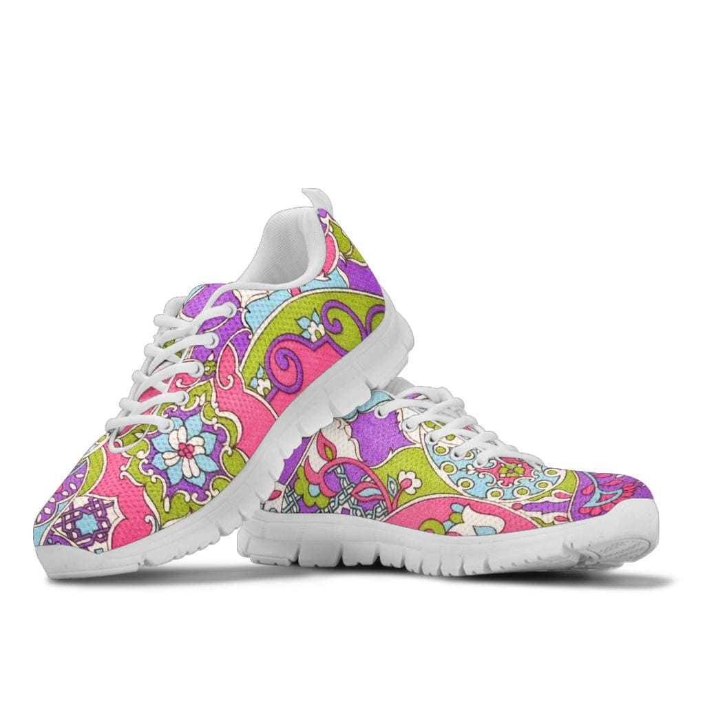 Sneakers - Colorful Paisley Festival (White Soles) - GiddyGoatStore