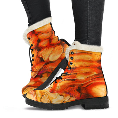 Faux Fur Leather Boots - LAVA BOOTS! - GiddyGoatStore
