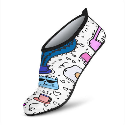 Aqua Barefoot Shoes - Hand Drawn Doodles - GiddyGoatStore