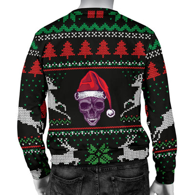 Sweater - Ugly Christmas Santa Skull Black Men's - GiddyGoatStore