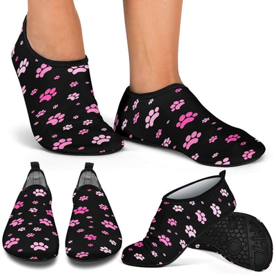 Aqua Barefoot Shoes - Pink Paw Print - GiddyGoatStore
