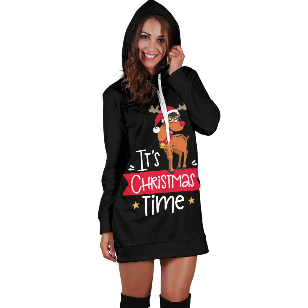 Hoodie Dress - Women's It's Christmas Time - GiddyGoatStore