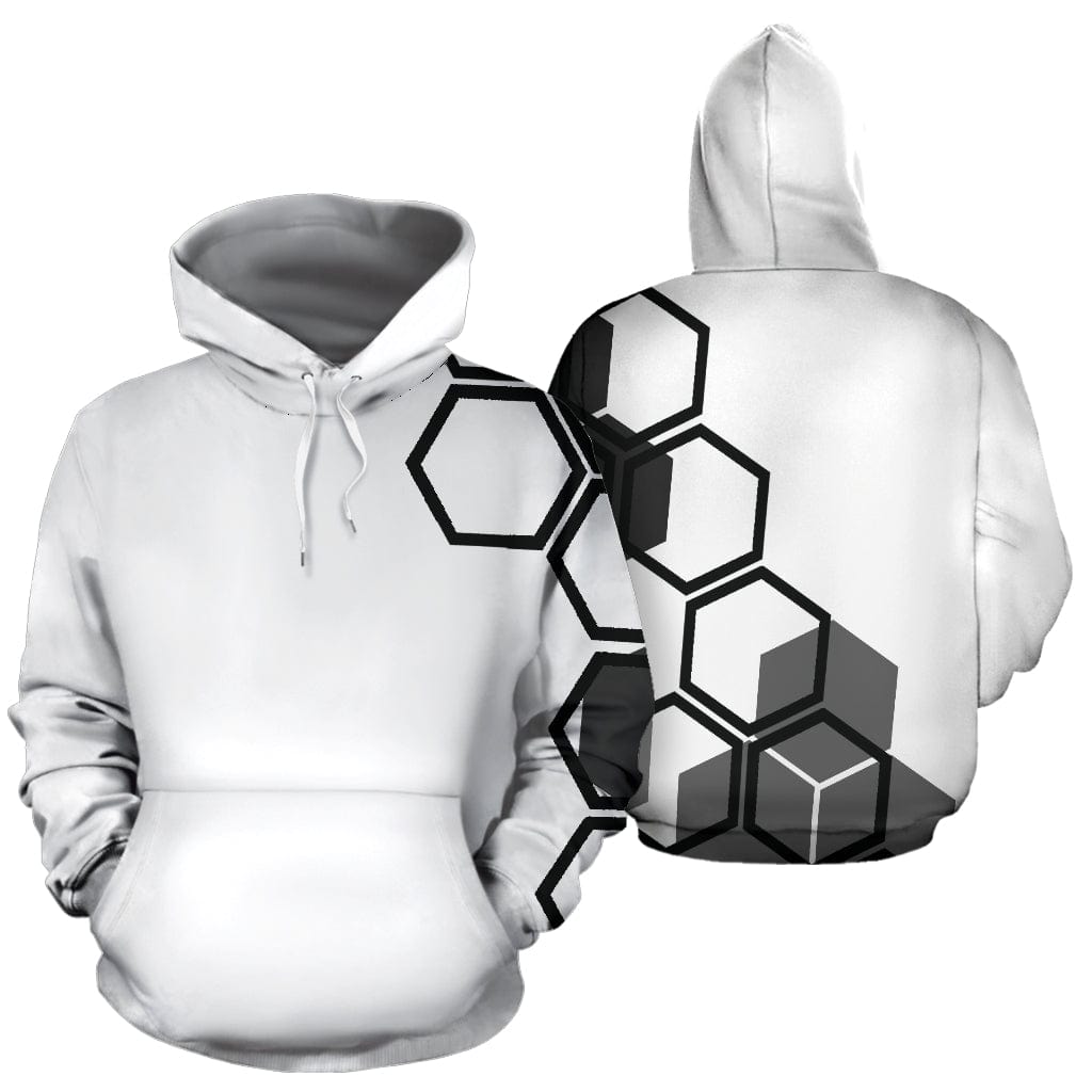 Hoodie - White Hexagons - GiddyGoatStore