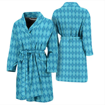 Bath Robe - Men's Blue Argyle - GiddyGoatStore