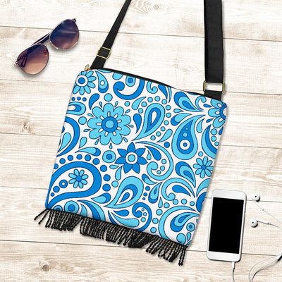 Boho Handbag - Blue Paisley - GiddyGoatStore