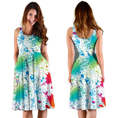 Midi Dress - Splash Paint - GiddyGoatStore