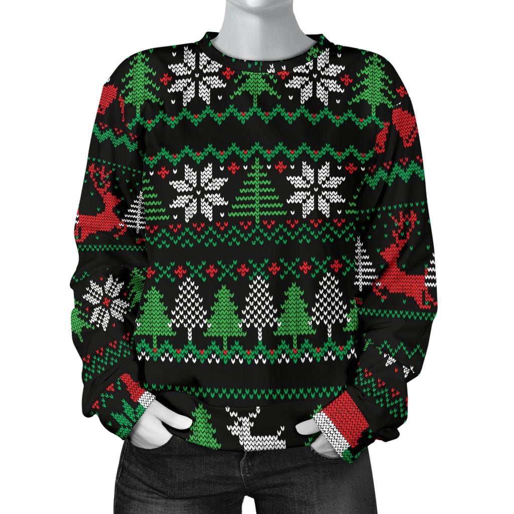 Sweater - Ugly Christmas Red Green Black Women's - GiddyGoatStore