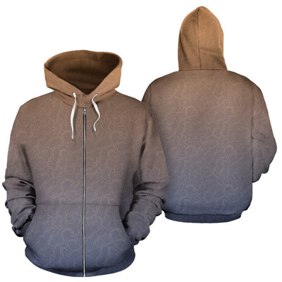 Zip-Up Hoodie - Topographic Print - GiddyGoatStore