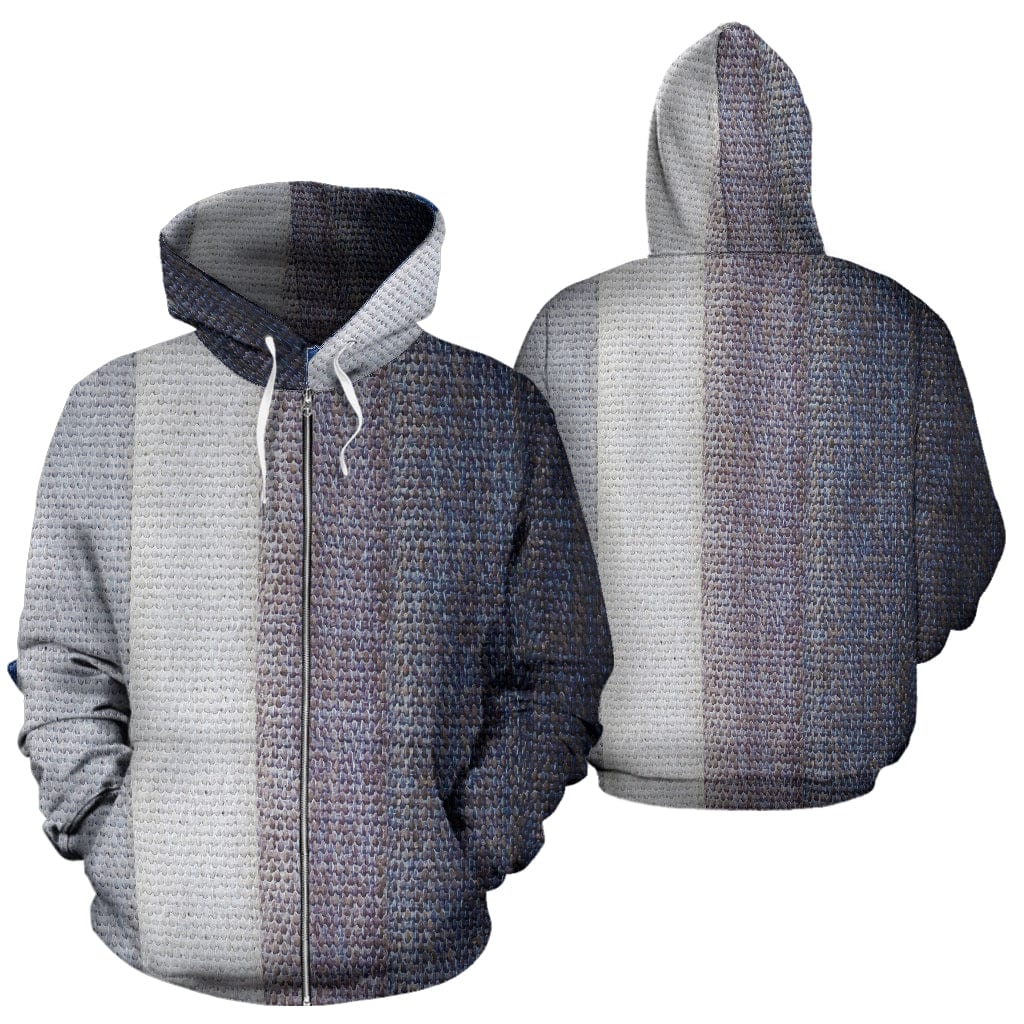 Zip-Up Hoodie - Grey to Light Grey Cloth - GiddyGoatStore