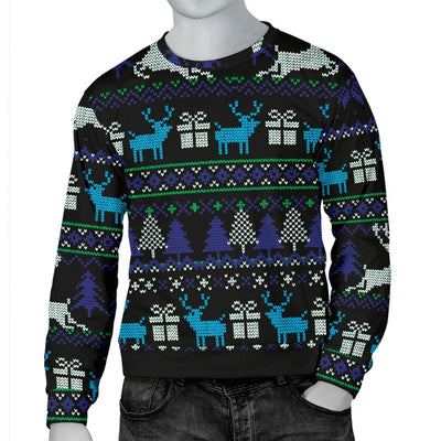 Sweater - Ugly Christmas Black Purple and Blue Men's - GiddyGoatStore