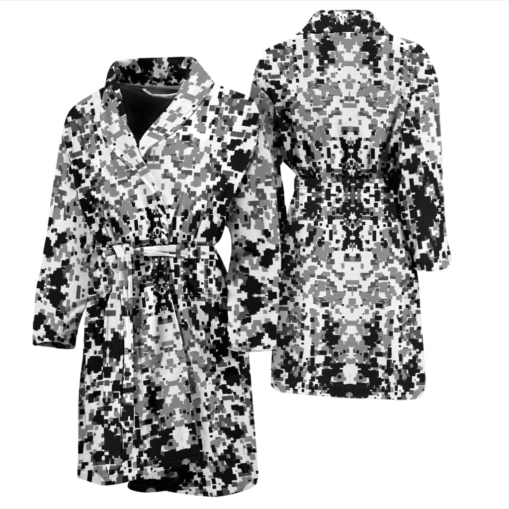 Bath Robe - Black & White Digital Camouflage - GiddyGoatStore