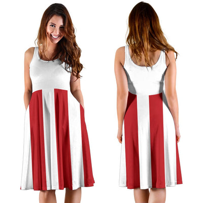 Midi Dress - Strip Red White - GiddyGoatStore