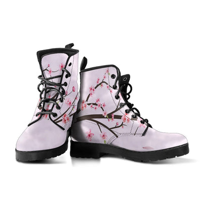 Leather Boots - Japanese Flowers - GiddyGoatStore