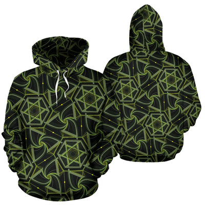 Hoodie - Green Geo Pattern - GiddyGoatStore