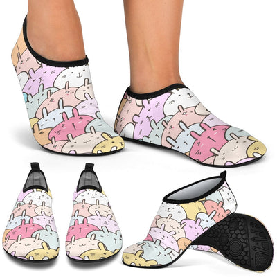 Aqua Barefoot Shoes - Pastel Doodle Rabbits - GiddyGoatStore