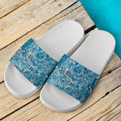 Sandals - Blue Cork Slide (White) - GiddyGoatStore