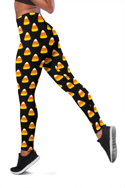 Leggings - Halloween Candy Corn (Black) - GiddyGoatStore