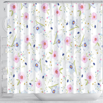 Shower Curtain - Pink And Purple Floral - GiddyGoatStore