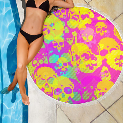 Beach Blanket - Yellow Skulls - GiddyGoatStore