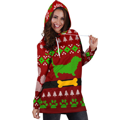 Hoodie Dress - Ugly Christmas Dachshund - GiddyGoatStore