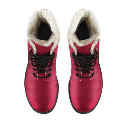 Faux Fur Leather Boots - Jester Red - GiddyGoatStore