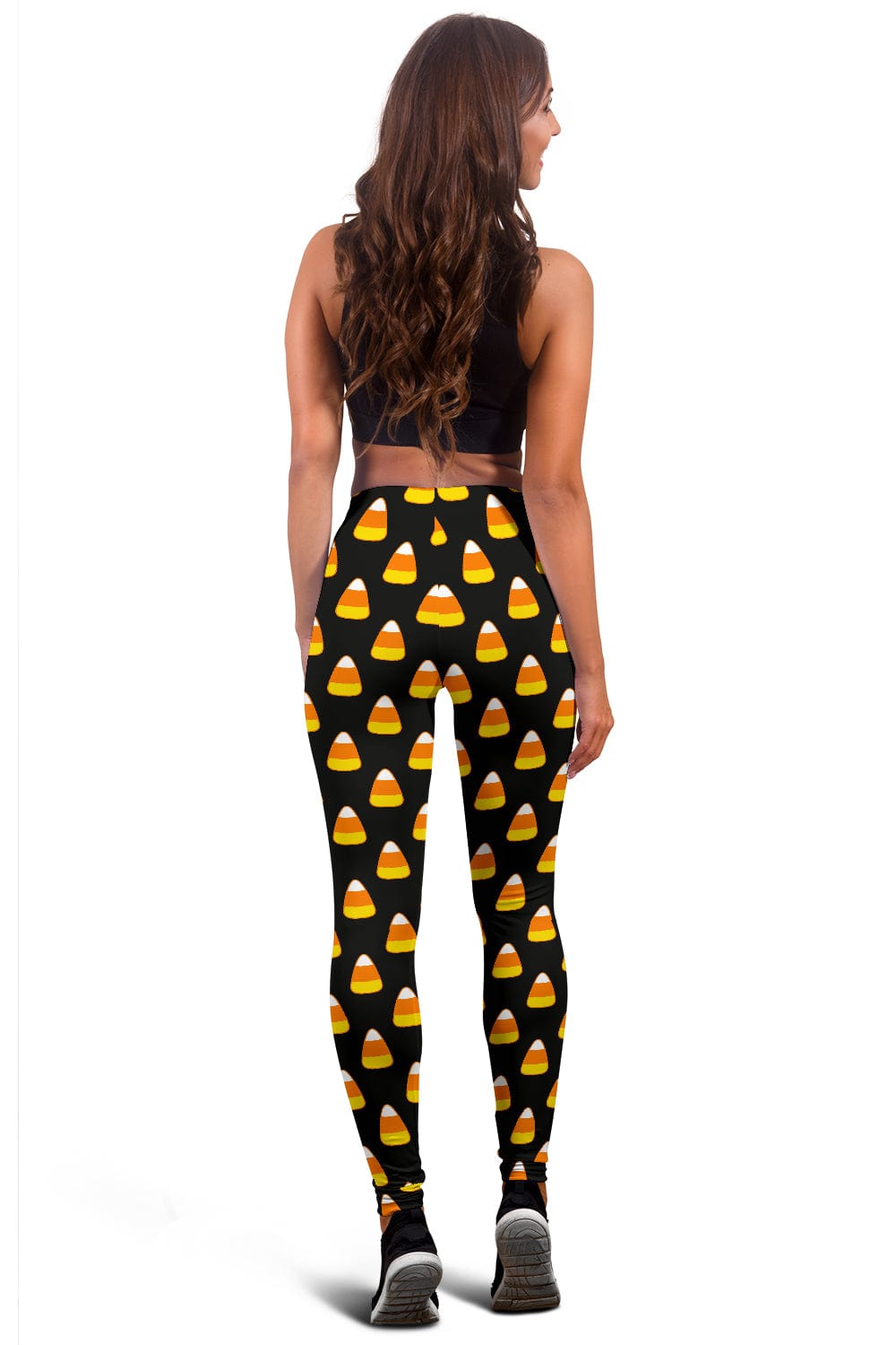 Leggings - Halloween Candy Corn (Black) - GiddyGoatStore