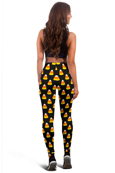 Leggings - Halloween Candy Corn (Black) - GiddyGoatStore