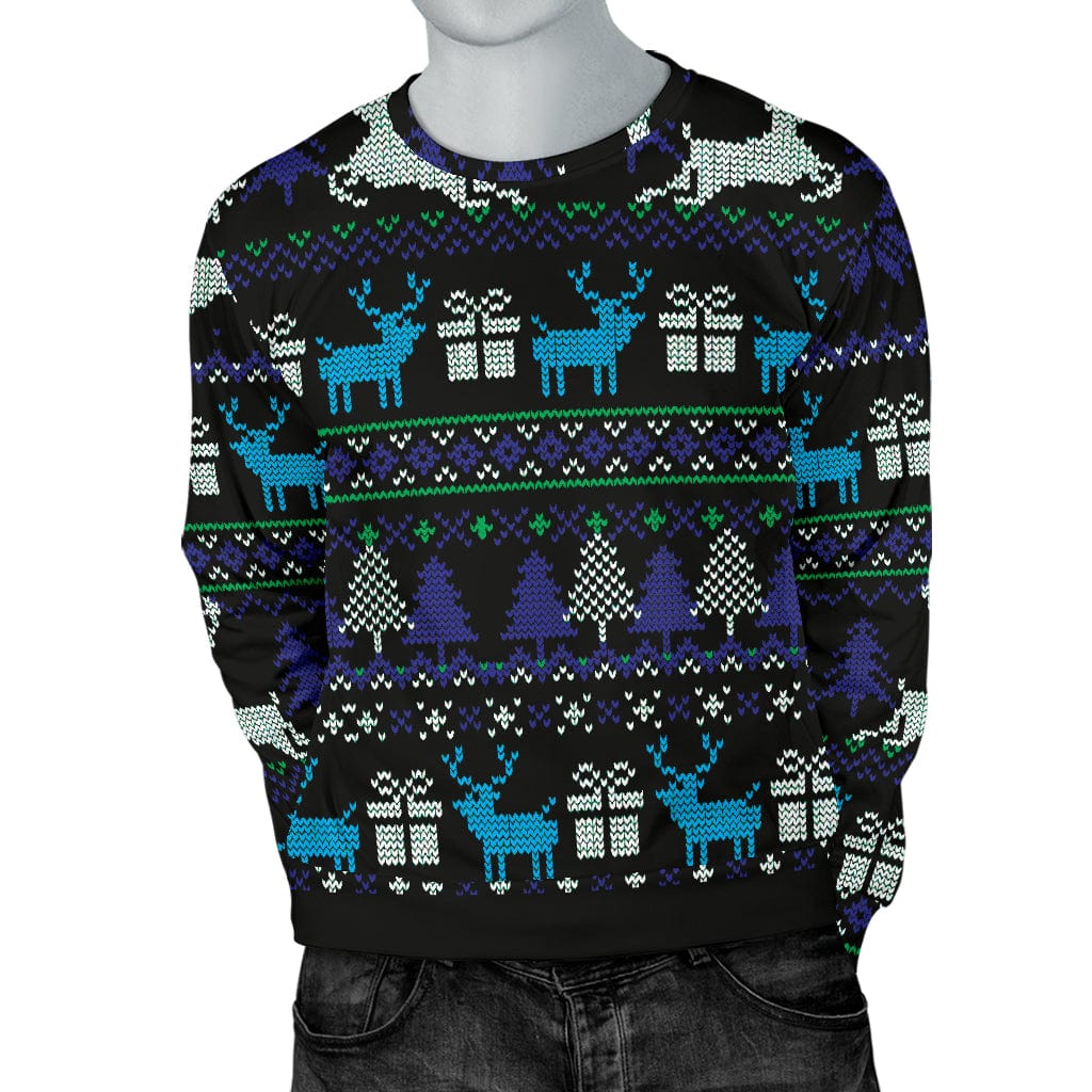 Sweater - Ugly Christmas Black Purple and Blue Men's - GiddyGoatStore