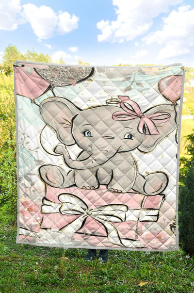 Quilt - Pink Baby Elephant Cot - GiddyGoatStore