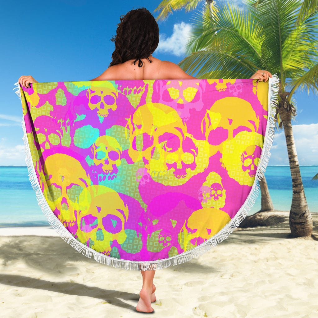 Beach Blanket - Yellow Skulls - GiddyGoatStore