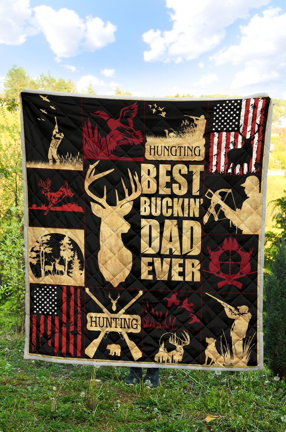 Quilt - Hunting Best Bucking' Papa Ever - GiddyGoatStore