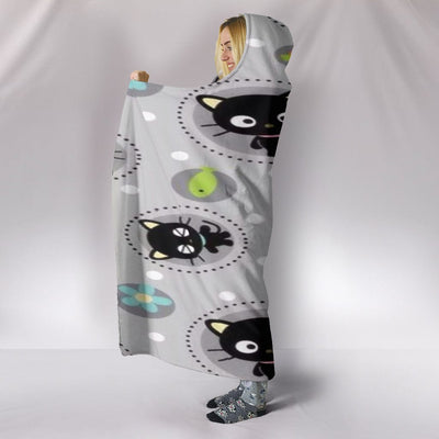 Hooded Blanket - Black Kitty - GiddyGoatStore