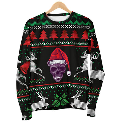 Sweater - Ugly Christmas Santa Skull Black Men's - GiddyGoatStore