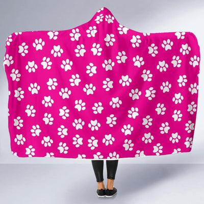 Hooded Blanket - Paw Print Pink - GiddyGoatStore