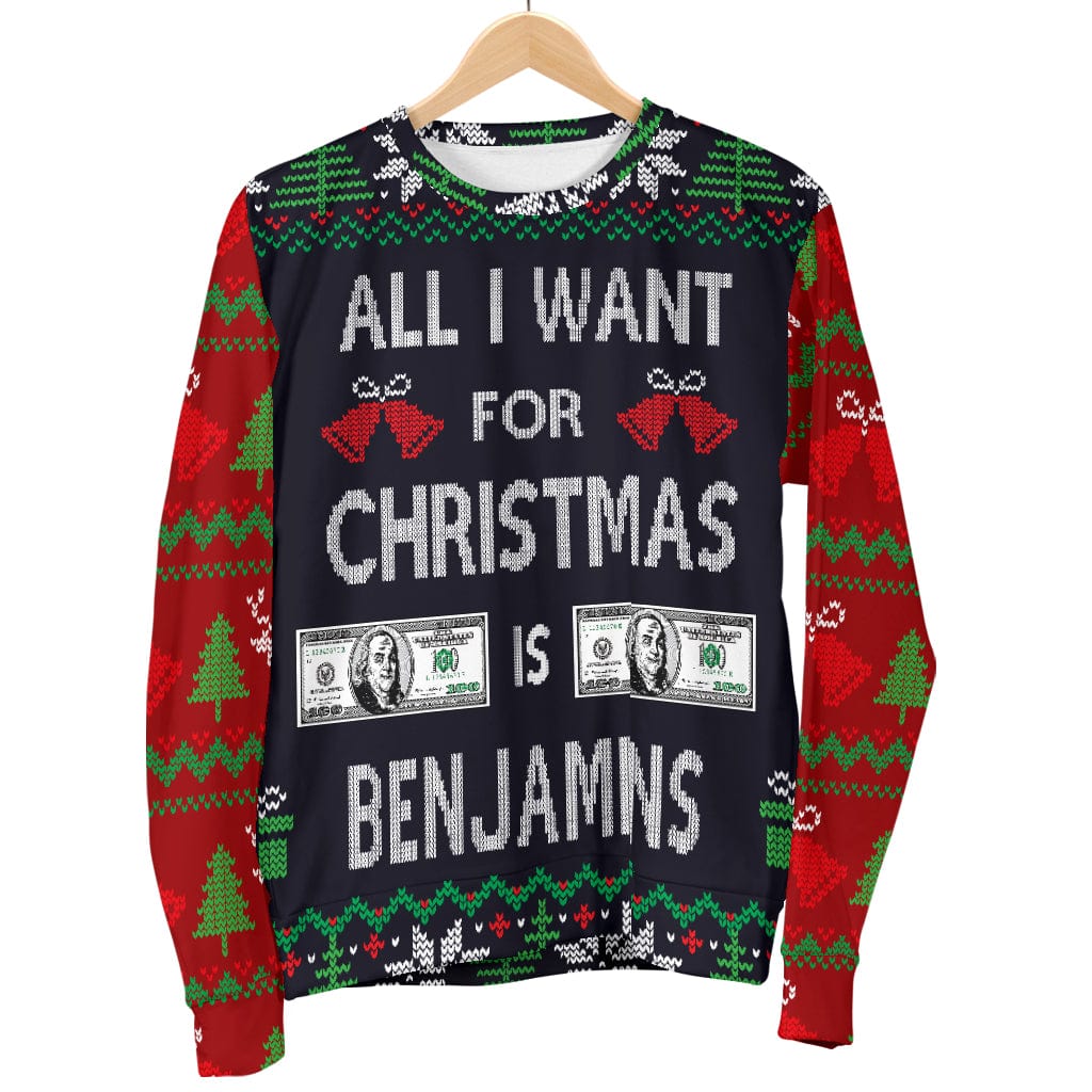 Sweater - Ugly Christmas Sweater All I Want is Benjamins for Women - GiddyGoatStore