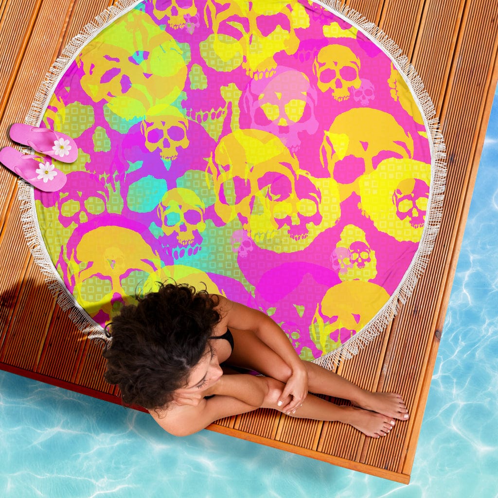 Beach Blanket - Yellow Skulls - GiddyGoatStore