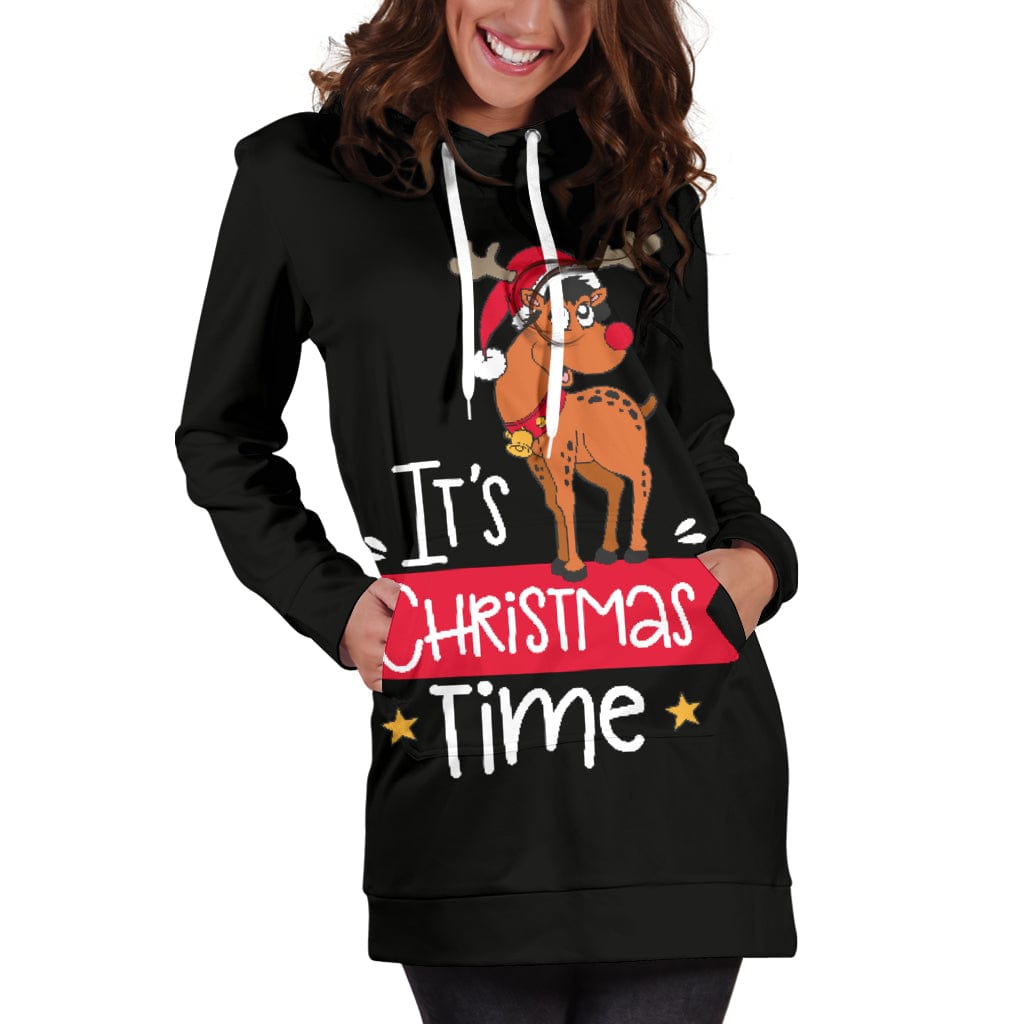 Hoodie Dress - Women's It's Christmas Time - GiddyGoatStore