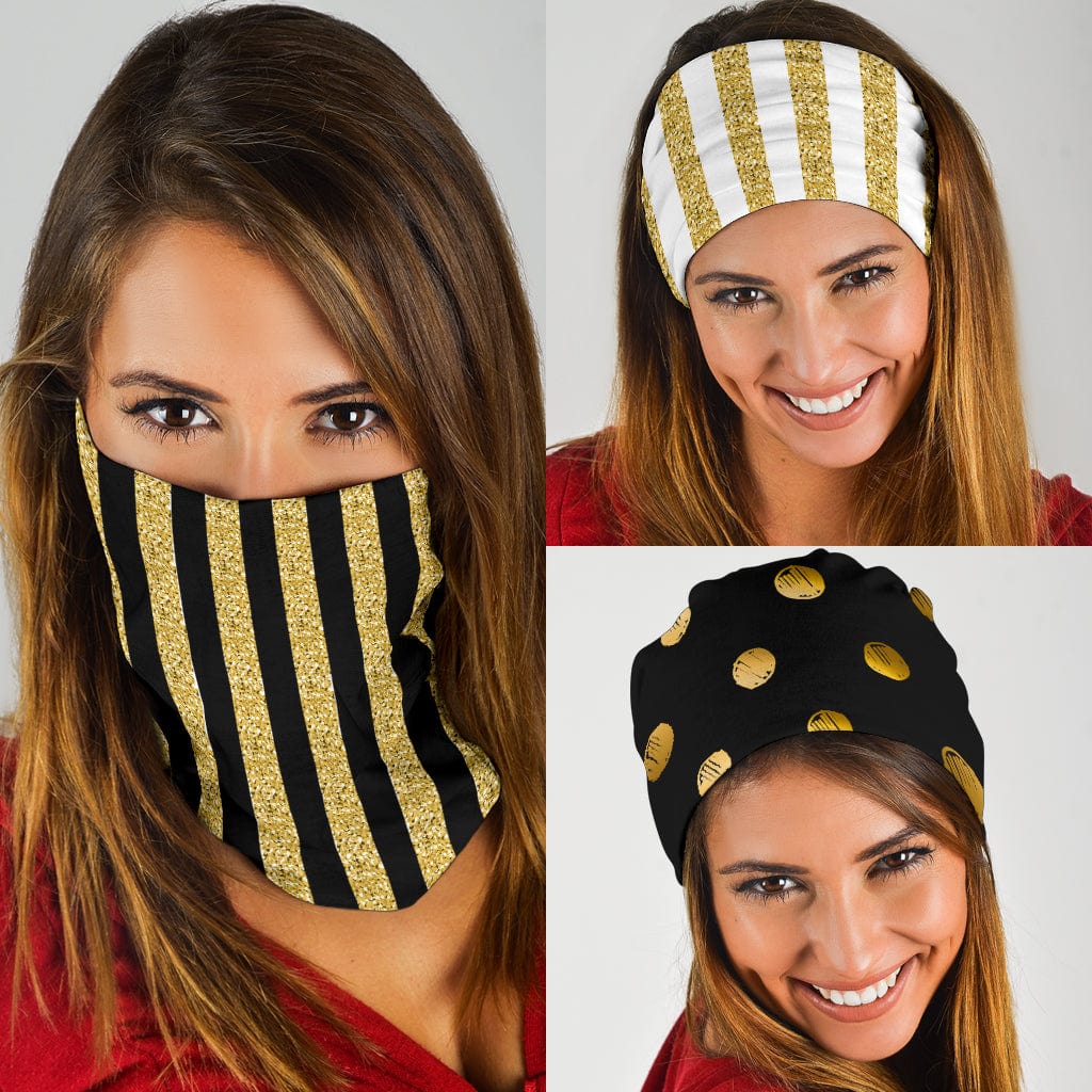 Bandana 3-Pack - Luxury Stripes & Dots Gold Collection - GiddyGoatStore