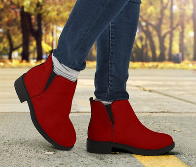 Suede Boots - Vegan Red Fashion - GiddyGoatStore