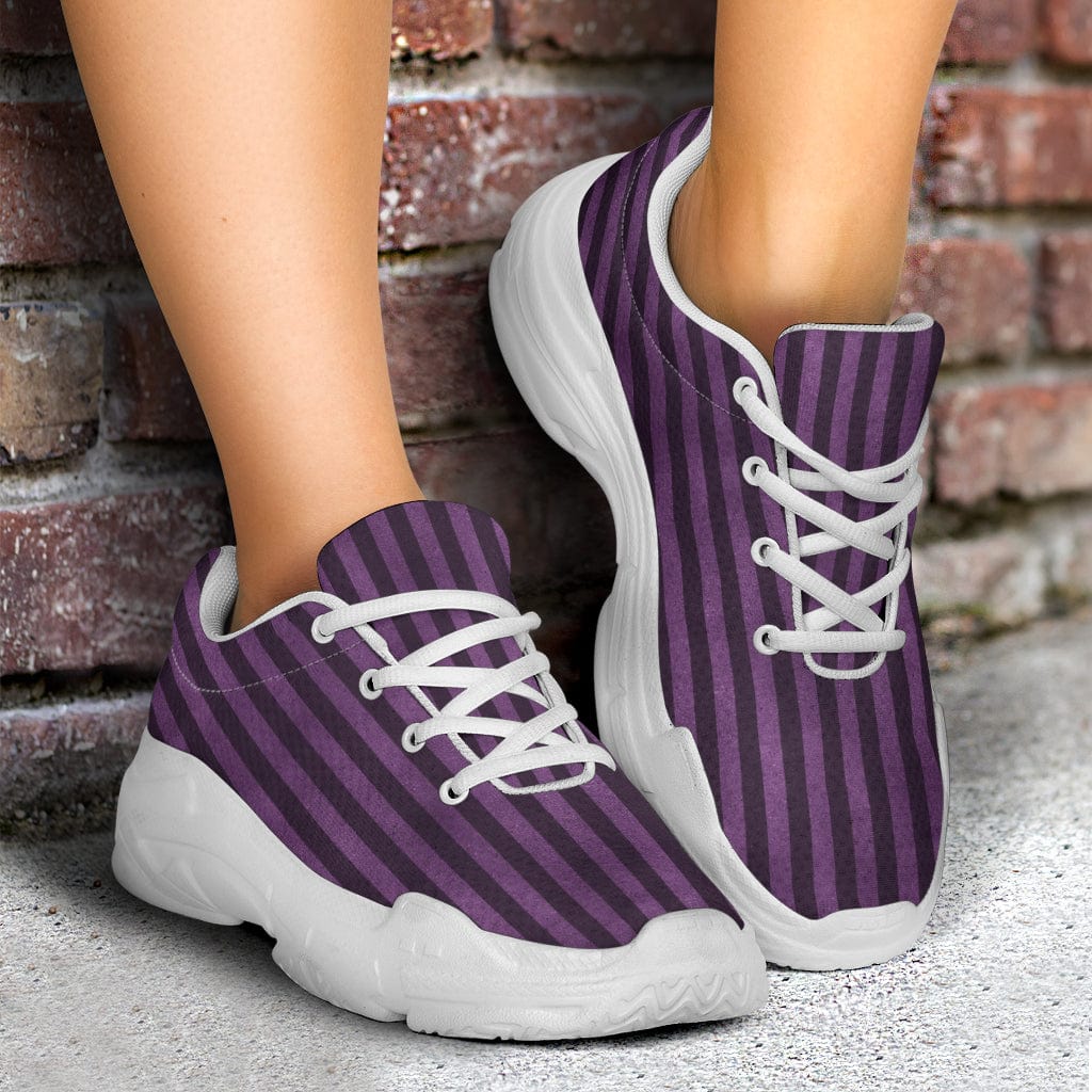 Sneakers - Purple Stripe Chunky (White) - GiddyGoatStore